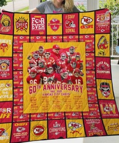Celebrate the Kansas City Chiefs 50th anniversary with this commemorative quilt blanket