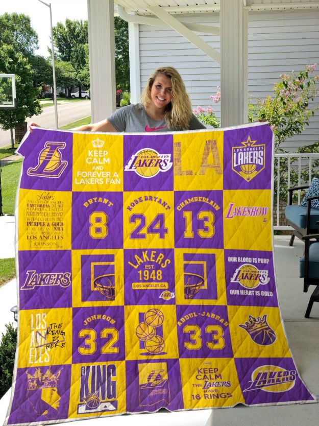 Celebrate the Los Angeles Lakers with this custom collection quilt blanket