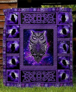 Celtic Owl With Purple Night Pattern Quilt Bedding Set - Unique and Eye-Catching Design