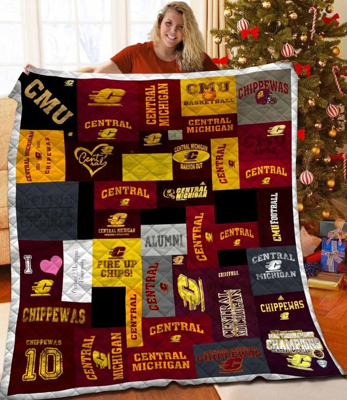 Central Michigan Chippewas Ncaa Quilt Bedding Set for Teens