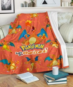 Charizard Pokemon Fleece Blanket Gift for Fans, Premium Comfy Sofa Throw Blanket