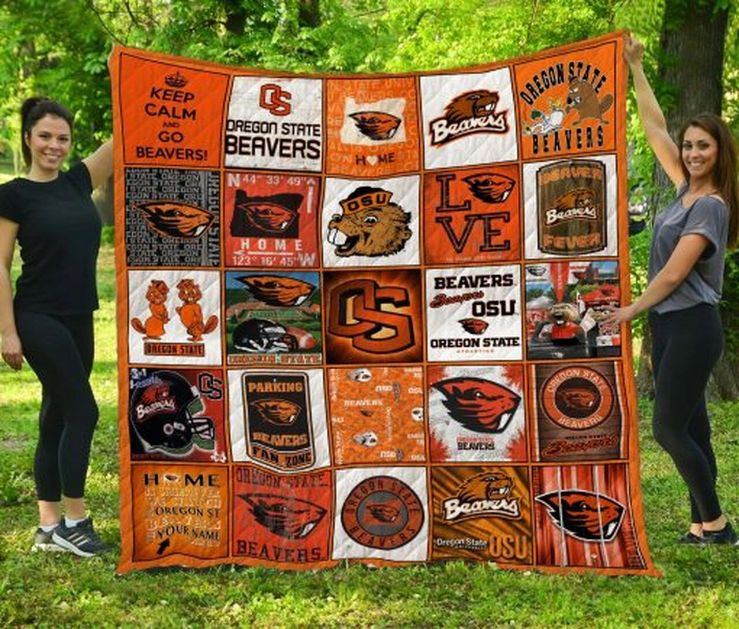 Cheer on the Beavers with this Go Beavers Ncaa Oregon State Beavers Quilt Bedding Set