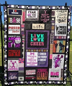 Cheerleaders, show off your love for the sport with this Live Love Cheer quilt blanket