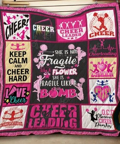 Cheerleading She's Not Fragile Quilt Blanket for Sports Lovers
