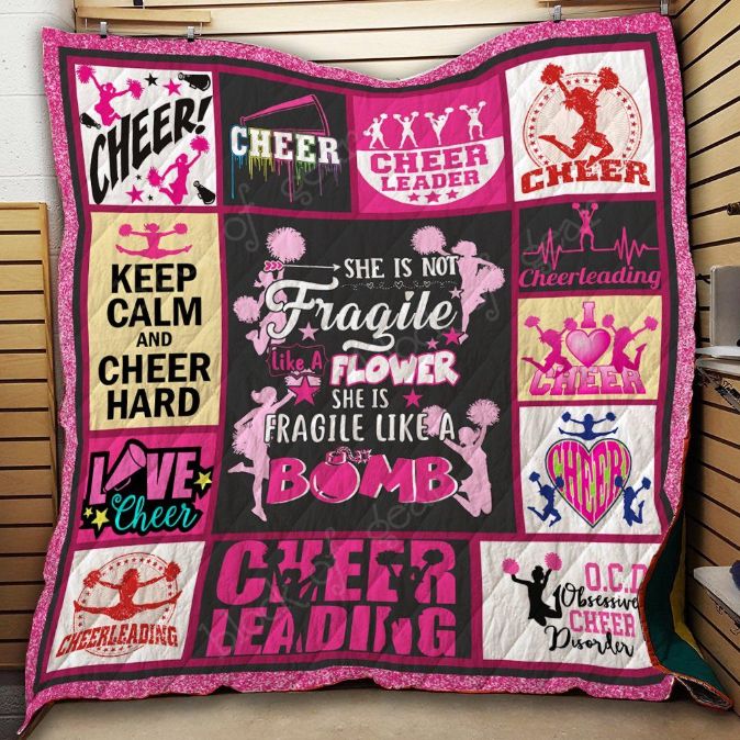 Cheerleading She's Not Fragile Quilt Blanket for Sports Lovers