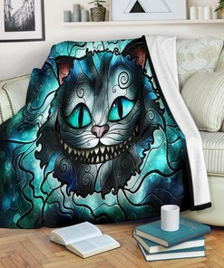 Cheshire Cat Alice In Wonderland Fleece Blanket - Perfect Gift For Fans - Premium and Comfy Sofa Throw Blanket