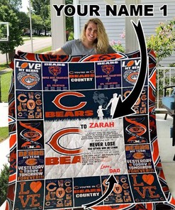 Chicago Bears Personalized Name Quilt Blanket Bed Set Cute for Kids