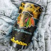 Chicago Blackhawks NHL Tumbler - Beautiful Sunflower Tumbler with Hockey Grunge Design - G Fanatics