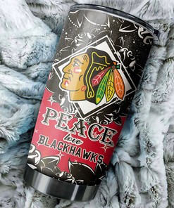 Chicago Blackhawks NHL Tumbler - Peace Love Design Tumbler