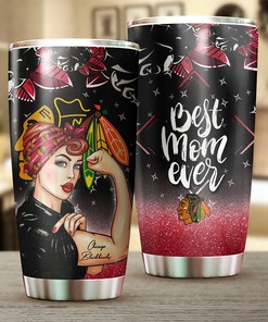 Chicago Blackhawks NHL Tumbler - Strong Best Mom Ever Tumbler with Bold Design - G Fanatics