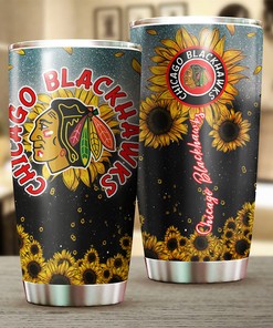 Chicago Blackhawks NHL Tumbler - Sunflower Design Tumbler
