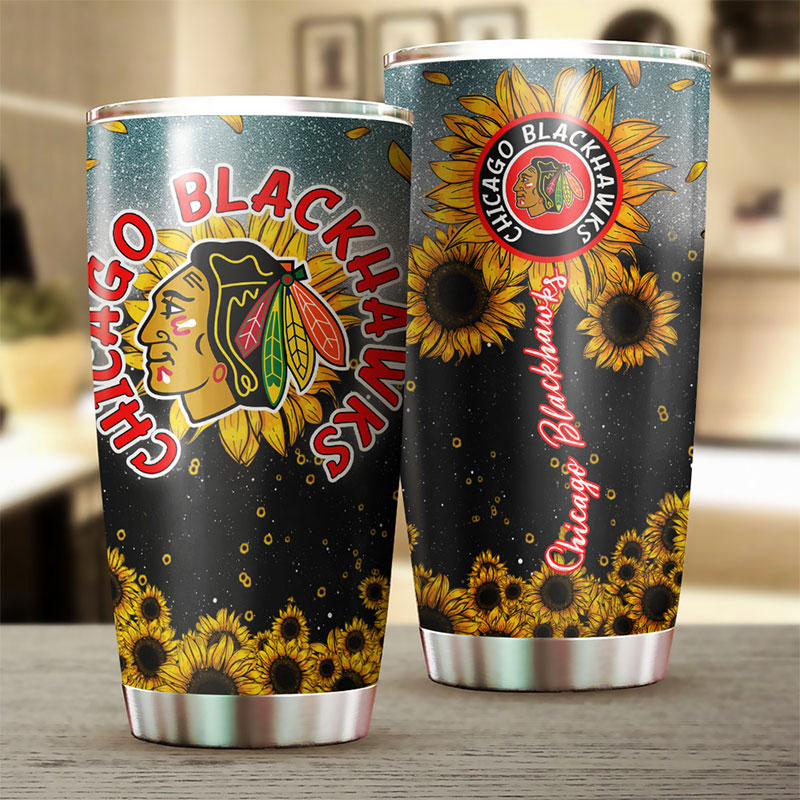 Chicago Blackhawks NHL Tumbler - Sunflower Design Tumbler