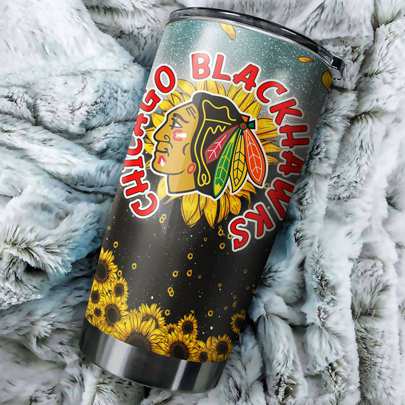Chicago Blackhawks NHL Tumbler - Sunflower Design Tumbler - Image 2