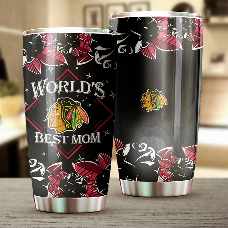 Chicago Blackhawks NHL Tumbler - World's Best Mom Tumbler - Image 2