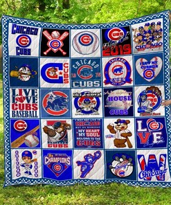 Chicago Cubs LC5 Quilt Blanket Bed Set Queen