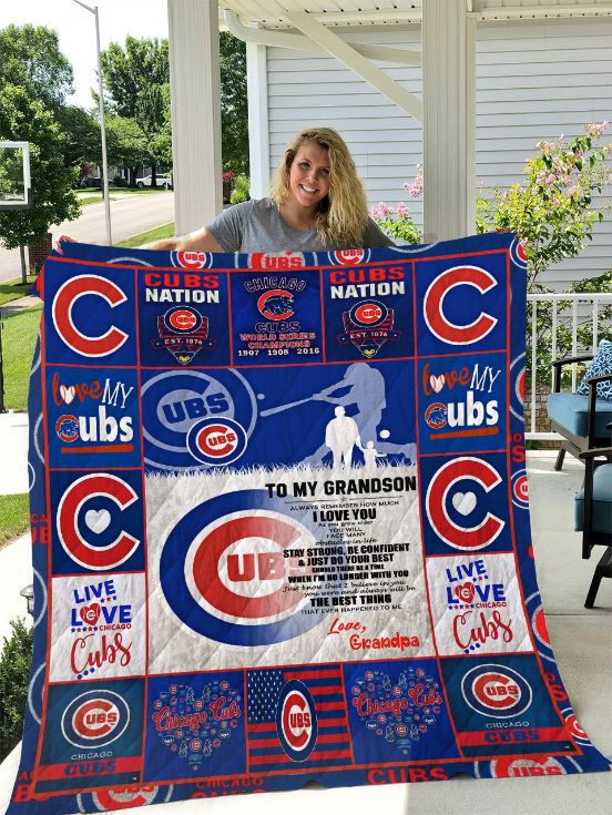 Chicago Cubs Love Grandpa Quilt Blanket - Perfect for Grandpa and Sports Fans