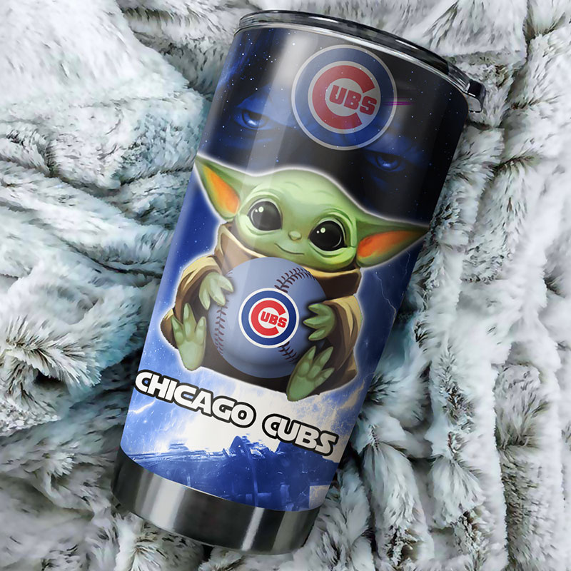 Chicago Cubs MLB Tumbler featuring Baby Yoda and personalization for loyal fans - Image 2