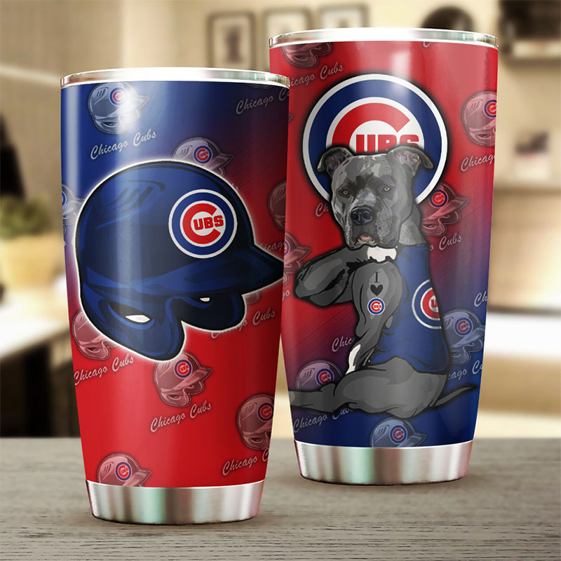 Chicago Cubs MLB Tumbler with Funny Dog Design and MLB Logo - Image 2