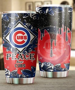 Chicago Cubs MLB Tumbler with "Peace, Love and Baseball" Design