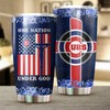 Chicago Cubs MLB Tumbler with patriotic One Nation Under God quote and custom MLB logo