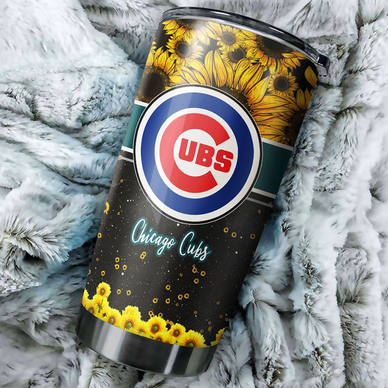 Chicago Cubs Sunflower Sunshine MLB Tumbler with Radiant Flowers - Image 2