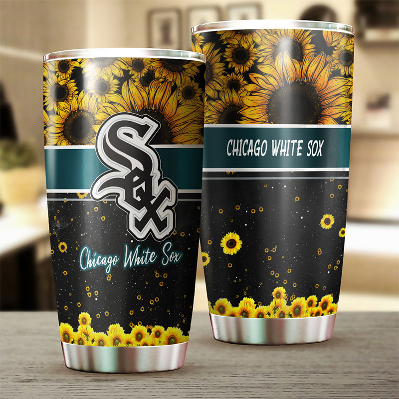 Chicago White Sox MLB Tumbler with Beautiful Sunflower Design - Image 2