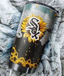 Chicago White Sox MLB Tumbler with sunflower design and custom MLB logo