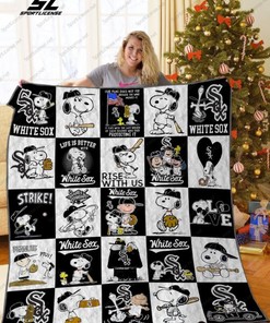 Chicago White Sox Snoopy Rise with Us Quilt Blanket - Personalized Gifts for Baseball Fans