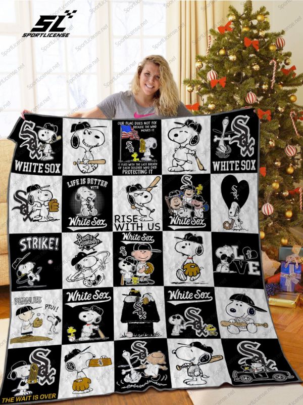 Chicago White Sox Snoopy Rise with Us Quilt Blanket - Personalized Gifts for Baseball Fans