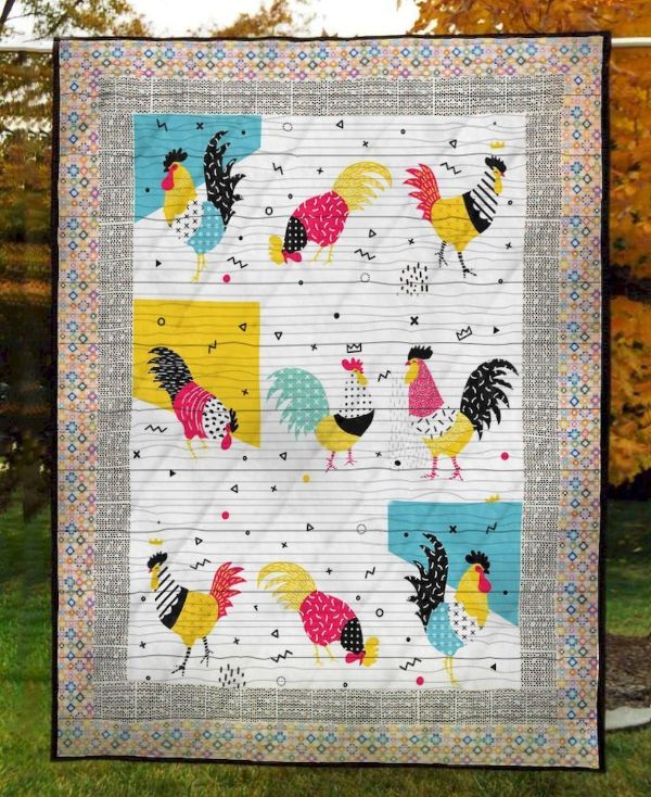 Chicken Pattern Quilt Blanket for a Coordinated Look