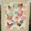 Chicken on Floral Yard Quilt Blanket for Garden and Animal Lovers