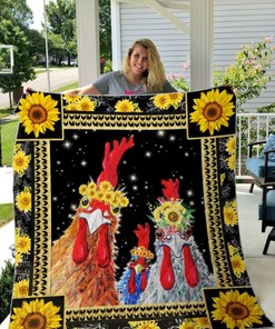 Chicken with Sunflowers Quilt Blanket - Gorgeous and Cozy Blanket for Your Country Home