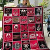 Chili Mix Ncaa Nebraska Cornhuskers Green Quilt Bedding Set with Soft Quilt Blanket