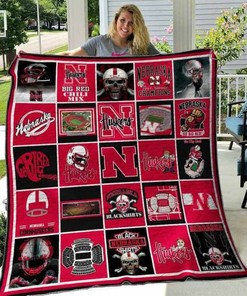 Chili Mix Ncaa Nebraska Cornhuskers Green Quilt Bedding Set with Soft Quilt Blanket