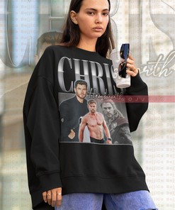 Chris Hemsworth Vintage Sweatshirt for Men | Actor Tribute Shirt | Fan Tees for Minimalist Movie Shirts