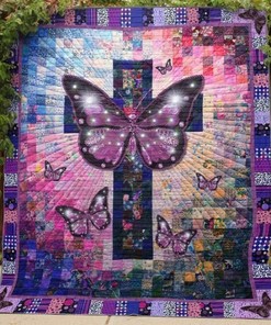 Christian Butterfly Patchwork Quilt Blanket Baby or Kids Bed Set