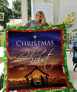 Christmas Begins With Christ Christmas Lo Quilt Blanket great for Girls Quilt Bedding Set