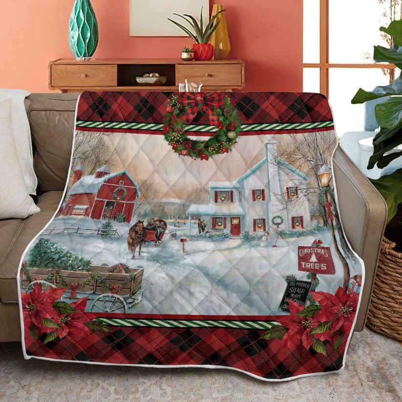 Christmas Tree Town Christmas Gift Quilt Blanket - Warm and Comfy