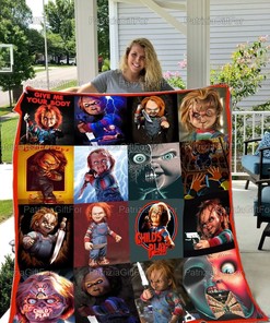 Chucky from Child's Play Horror Movie on a Halloween Quilt Blanket