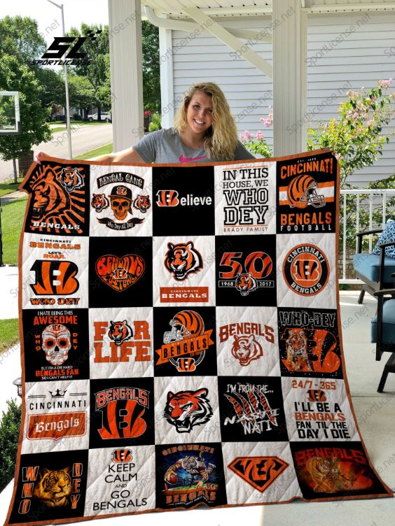 Cincinnati Bengals Combine Quilt Blanket with Football Theme