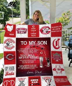 Cincinnati Reds Letter Special Son Quilt Blanket with Keywords