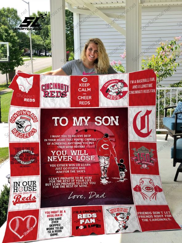 Cincinnati Reds Letter Special Son Quilt Blanket with Keywords