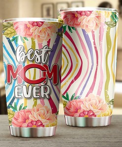 Cincinnati Reds MLB Tumbler for Best Moms Ever with flower design and personalized MLB logo