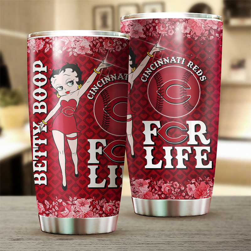 Cincinnati Reds MLB Tumbler with Betty Boop Design and MLB Logo