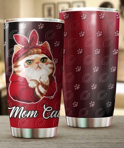Cincinnati Reds MLB Tumbler with Cat Mom Personalization - Perfect for Cat-loving Baseball Fans
