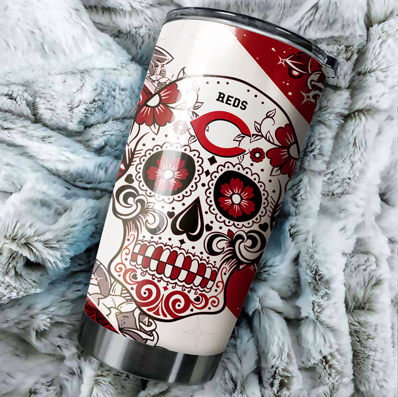 Cincinnati Reds MLB Tumbler with Skull Graphics