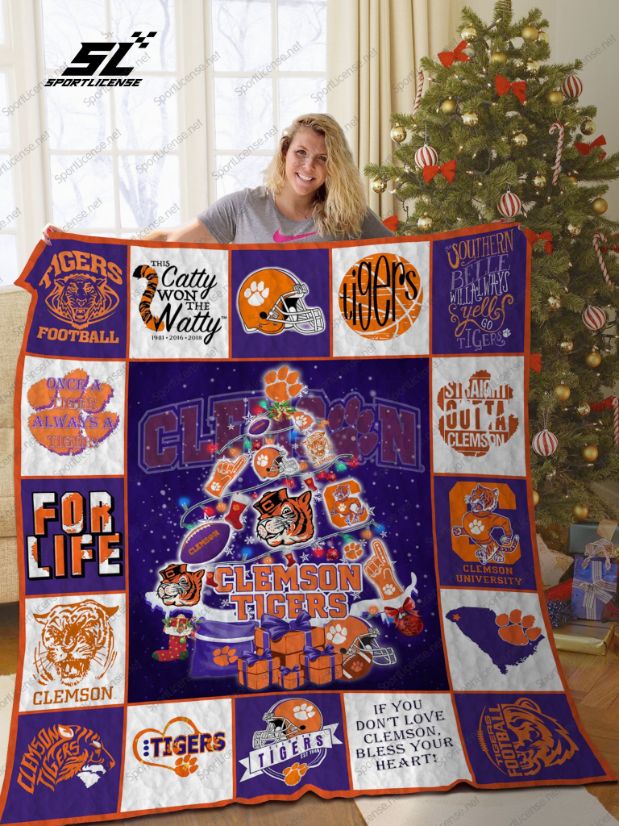 Clemson Tigers Christmas Tree Quilt Blanket for a Festive Touch