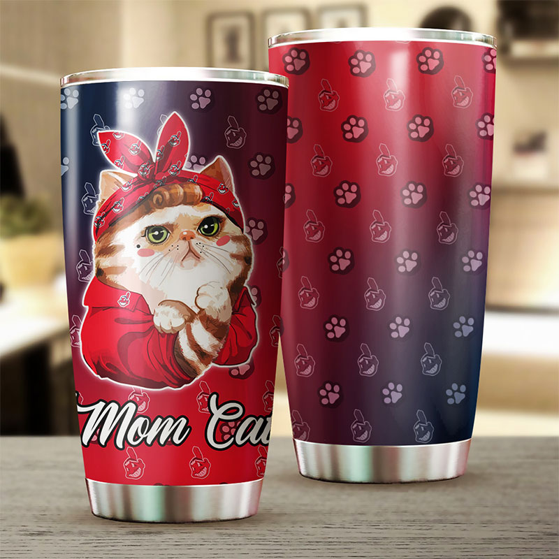 Cleveland Indians MLB Tumbler for Cat Moms with MLB Logo - Image 2