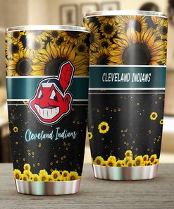 Cleveland Indians MLB Tumbler with Beautiful Sunflower Design