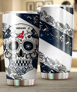 Cleveland Indians MLB Tumbler with Skull Design for Baseball Lovers